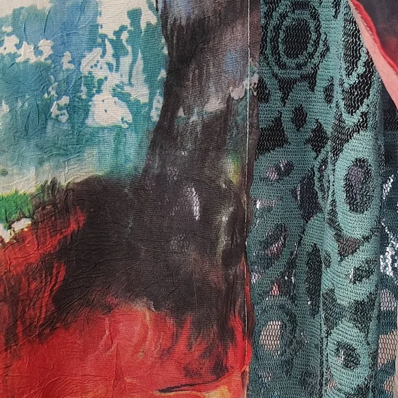 Faratelli Multi-colored Women's XL Artsy Sleevely Flowy Layered Top - Picture 7 of 10